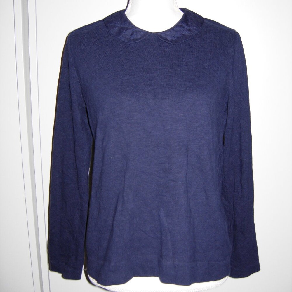 J. Crew Navy Peter Pan Collar Sweater Back Zip M